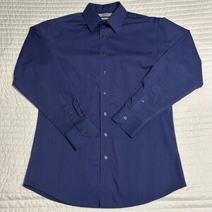 Murano Button Down Dress Shirt Men's Long Sleeve Slim Fit 16x34 Subtle Stripe